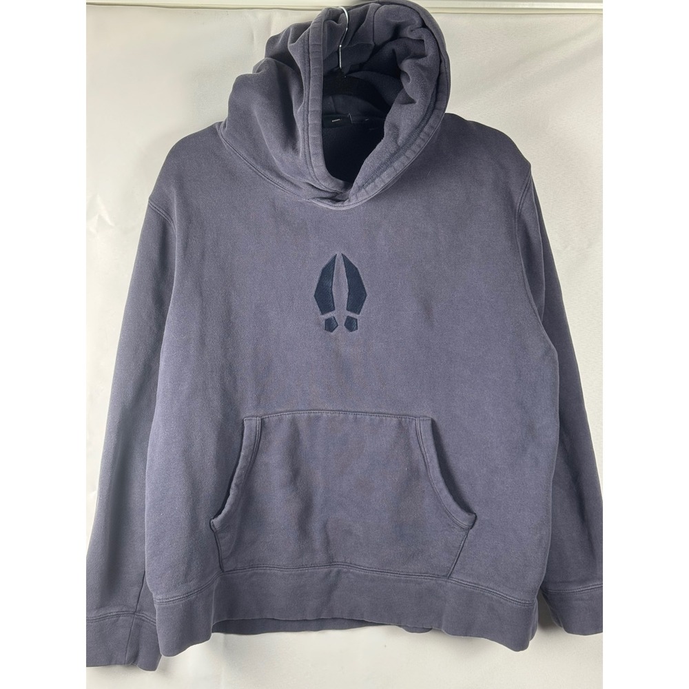 Bearded Goat Mens XL Faded Navy Blue Logo Pullover Hoodie Sweatshirt Heavyweight